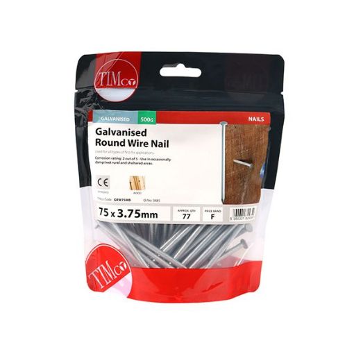Picture of 75mm x 3.75mm Galvanised Round Head Nails