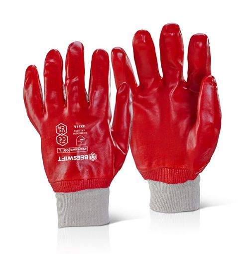 Picture of Click 2000 Red PVC Knitted Wrist Gloves